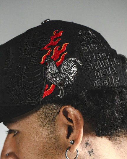 SKULL ROOSTER FLAMES